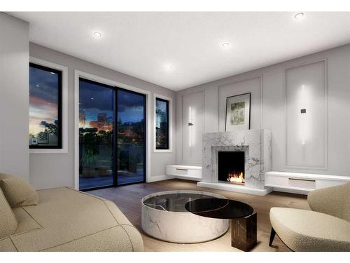 2630 Erlton Street Sw, Calgary, AB - Indoor Photo Showing Living Room With Fireplace