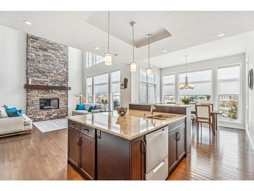 538 Mahogany Manor Se, Calgary, AB - Indoor Photo Showing Kitchen With Fireplace With Upgraded Kitchen