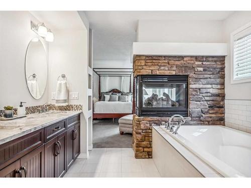 538 Mahogany Manor Se, Calgary, AB - Indoor Photo Showing Bathroom With Fireplace