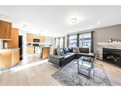 55 Copperfield Common Se, Calgary, AB - Indoor Photo Showing Living Room With Fireplace