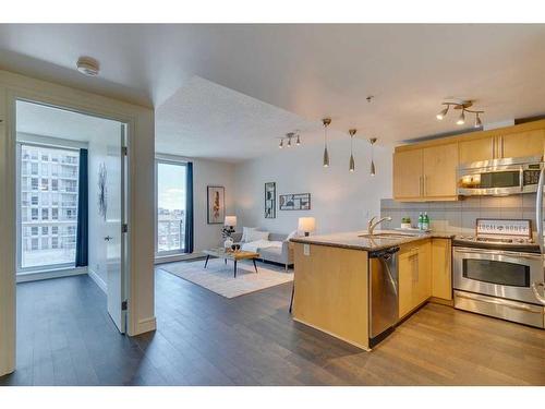 501-817 15 Avenue Sw, Calgary, AB - Indoor Photo Showing Kitchen With Stainless Steel Kitchen With Double Sink