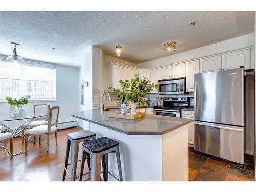 105-2419 Erlton Road Sw, Calgary, AB - Indoor Photo Showing Kitchen With Stainless Steel Kitchen