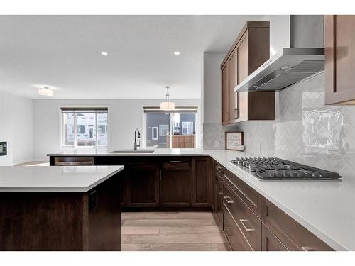 105 Creekstone Path Sw, Calgary, AB - Indoor Photo Showing Kitchen With Upgraded Kitchen