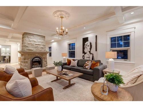 310 40 Avenue Sw, Calgary, AB - Indoor Photo Showing Living Room With Fireplace