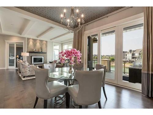 278 Mahogany Manor Se, Calgary, AB - Indoor Photo Showing Dining Room With Fireplace