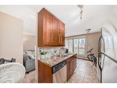 203-409 1 Avenue Ne, Calgary, AB - Indoor Photo Showing Kitchen With Double Sink