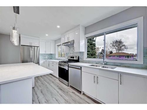2045 Cottonwood Crescent Se, Calgary, AB - Indoor Photo Showing Kitchen With Stainless Steel Kitchen With Double Sink With Upgraded Kitchen