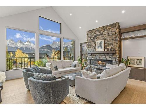 628 Silvertip Road, Canmore, AB - Indoor Photo Showing Living Room With Fireplace