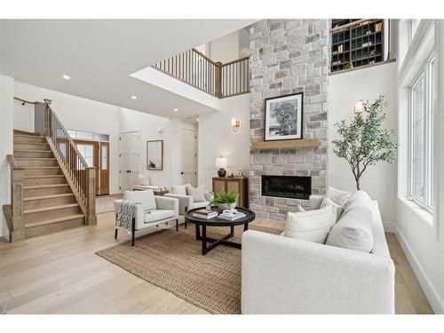627 Willow Brook Drive Se, Calgary, AB - Indoor Photo Showing Living Room With Fireplace