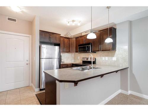 206-15304 Bannister Road Se, Calgary, AB - Indoor Photo Showing Kitchen With Double Sink