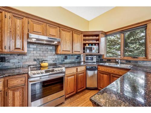 216 Coach Light Bay Sw, Calgary, AB - Indoor Photo Showing Kitchen With Double Sink