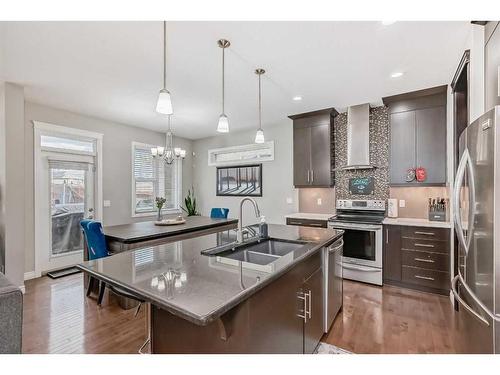 134 Mahogany Passage Se, Calgary, AB - Indoor Photo Showing Kitchen With Stainless Steel Kitchen With Double Sink With Upgraded Kitchen