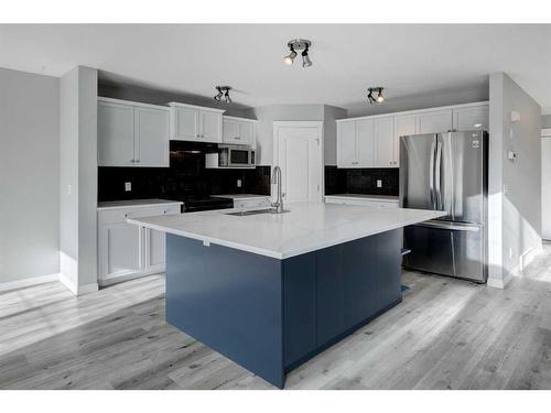 317 Bayside Place Sw, Airdrie, AB - Indoor Photo Showing Kitchen With Upgraded Kitchen