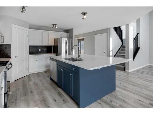 317 Bayside Place Sw, Airdrie, AB - Indoor Photo Showing Kitchen With Double Sink