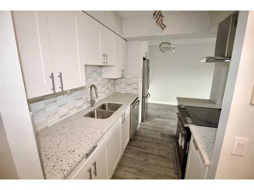 402-330 15 Avenue Sw, Calgary, AB - Indoor Photo Showing Kitchen With Double Sink
