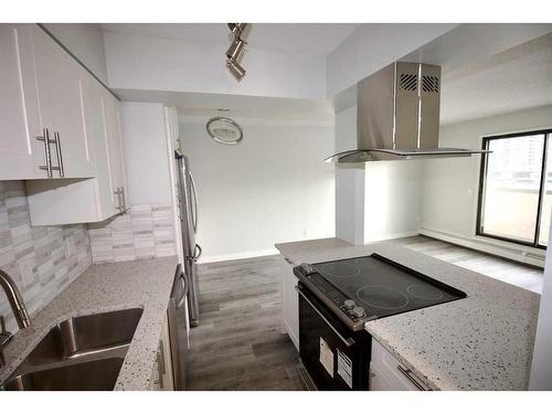 402-330 15 Avenue Sw, Calgary, AB - Indoor Photo Showing Kitchen With Double Sink