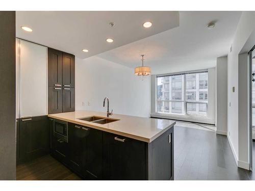 1818-222 Riverfront Avenue Sw, Calgary, AB - Indoor Photo Showing Kitchen With Double Sink