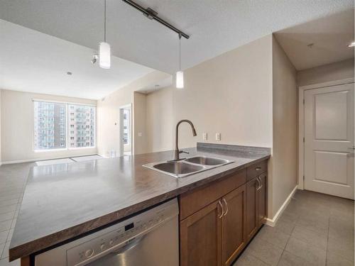 1008-211 13 Avenue Se, Calgary, AB - Indoor Photo Showing Kitchen With Double Sink