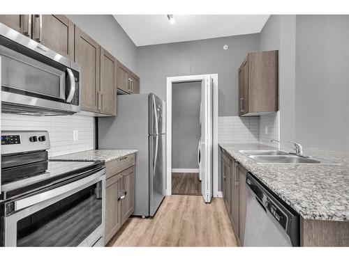 2613-4641 128 Avenue Ne, Calgary, AB - Indoor Photo Showing Kitchen With Stainless Steel Kitchen With Double Sink