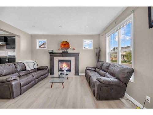 15 Skyview Point Road Ne, Calgary, AB - Indoor Photo Showing Living Room With Fireplace