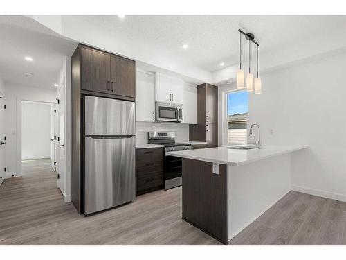 #134-2117 81 Street Sw, Calgary, AB - Indoor Photo Showing Kitchen With Double Sink With Upgraded Kitchen