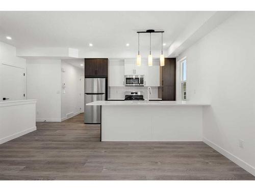 #134-2117 81 Street Sw, Calgary, AB - Indoor Photo Showing Kitchen With Double Sink With Upgraded Kitchen