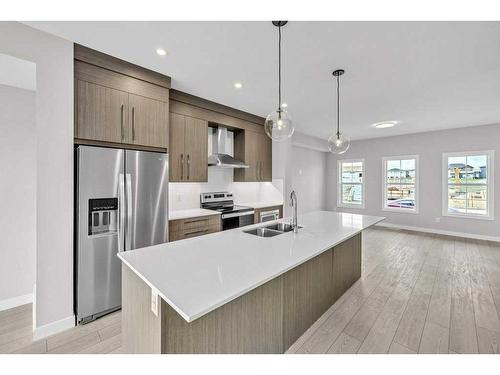 729 Carrington Boulevard, Calgary, AB - Indoor Photo Showing Kitchen With Double Sink With Upgraded Kitchen