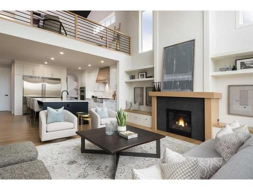 127 Winding River Rise, Rural Rocky View County, AB - Indoor Photo Showing Living Room With Fireplace