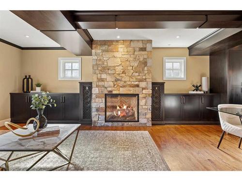 2336 Uxbridge Drive Nw, Calgary, AB - Indoor Photo Showing Living Room With Fireplace