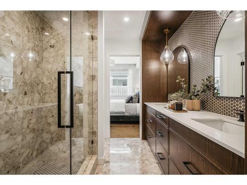 8206-1802 Mahogany Boulevard Se, Calgary, AB - Indoor Photo Showing Kitchen With Double Sink With Upgraded Kitchen