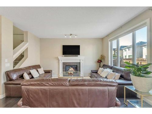 476 Skyview Shores Manor Ne, Calgary, AB - Indoor Photo Showing Living Room With Fireplace