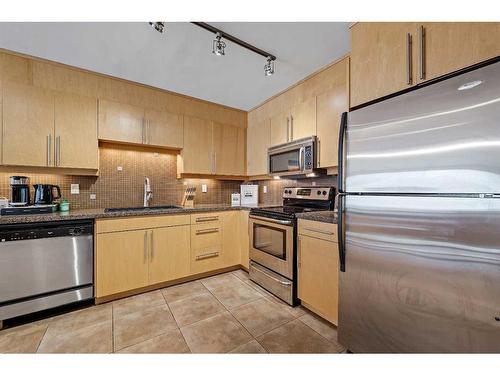 104-350 4 Avenue Ne, Calgary, AB - Indoor Photo Showing Kitchen With Stainless Steel Kitchen