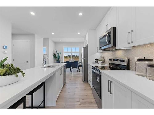 215 Les Jardins Park Se, Calgary, AB - Indoor Photo Showing Kitchen With Stainless Steel Kitchen With Double Sink With Upgraded Kitchen