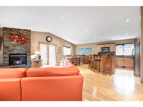 731 Lakeside Drive, Rural Vulcan County, AB - Indoor Photo Showing Living Room With Fireplace