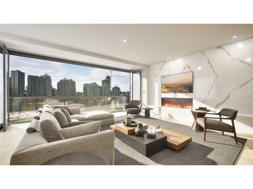 602-100 10A Street Nw, Calgary, AB - Indoor Photo Showing Living Room