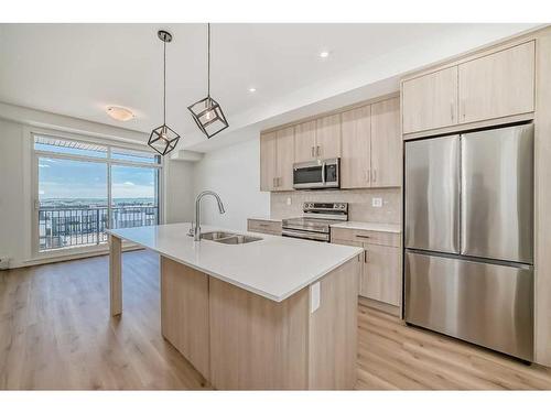 6404-200 Seton Circle Se, Calgary, AB - Indoor Photo Showing Kitchen With Double Sink With Upgraded Kitchen