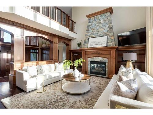 243045 Morgans Road, Rural Rocky View County, AB - Indoor Photo Showing Living Room With Fireplace