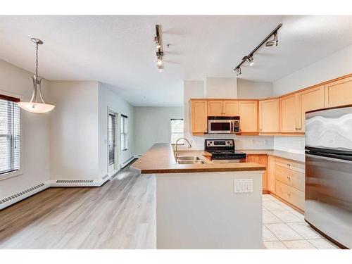 200-1414 17 Street Se, Calgary, AB - Indoor Photo Showing Kitchen With Double Sink