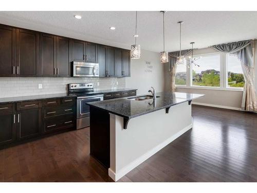 209 Kingsmere Cove Se, Airdrie, AB - Indoor Photo Showing Kitchen With Stainless Steel Kitchen With Double Sink With Upgraded Kitchen