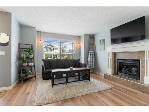 182 Cranberry Close Se, Calgary, AB - Indoor Photo Showing Living Room With Fireplace
