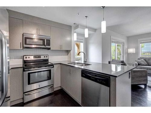 1308-240 Skyview Ranch Road Ne, Calgary, AB - Indoor Photo Showing Kitchen With Stainless Steel Kitchen With Double Sink With Upgraded Kitchen