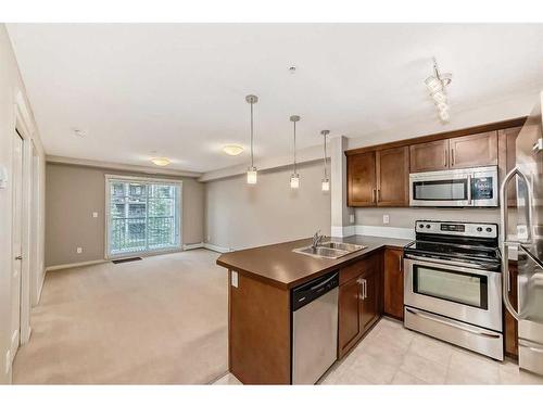 2317-130 Panatella Street Nw, Calgary, AB - Indoor Photo Showing Kitchen With Stainless Steel Kitchen With Double Sink