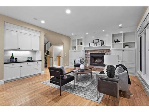 4008 15 Street Sw, Calgary, AB - Indoor Photo Showing Living Room With Fireplace