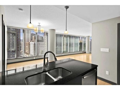 1108-888 4 Avenue Sw, Calgary, AB - Indoor Photo Showing Kitchen With Double Sink