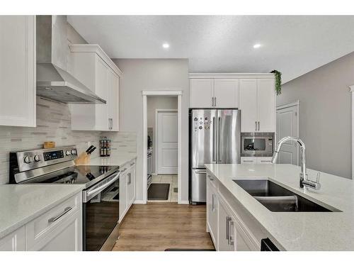 317 Cornerstone Manor Ne, Calgary, AB - Indoor Photo Showing Kitchen With Stainless Steel Kitchen With Double Sink With Upgraded Kitchen