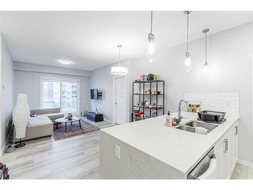 301-40 Carrington Plaza Nw, Calgary, AB - Indoor Photo Showing Kitchen With Double Sink With Upgraded Kitchen