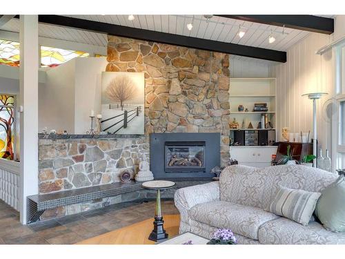 12 37 Street Sw, Calgary, AB - Indoor Photo Showing Living Room With Fireplace