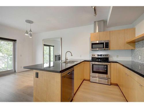 202-2124 17 Street Sw, Calgary, AB - Indoor Photo Showing Kitchen With Stainless Steel Kitchen