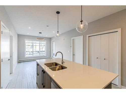 2111-681 Savanna Boulevard Ne, Calgary, AB - Indoor Photo Showing Kitchen With Double Sink