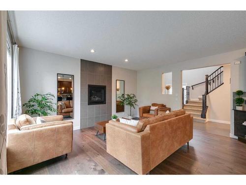 599 Panora Way Nw, Calgary, AB - Indoor Photo Showing Living Room With Fireplace